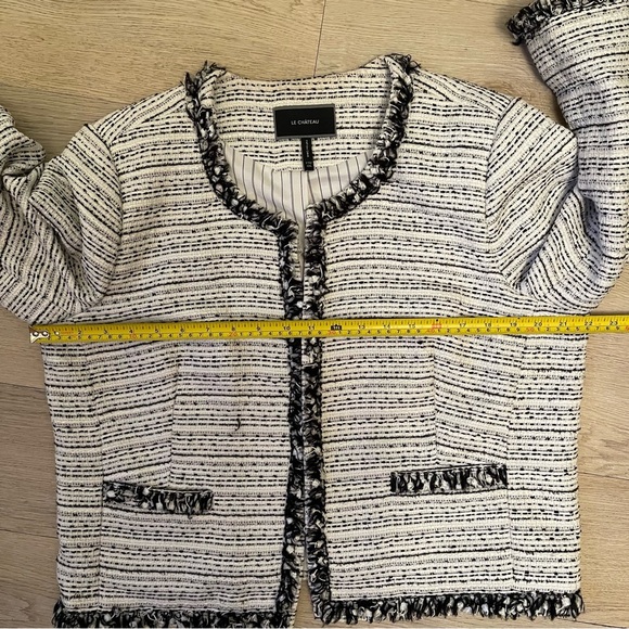 Le Chateau Black & White Tweed Blazer Jacket Designer Inspired SZ XXL - Picture 15 of 16